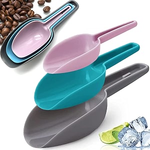 ice scoop set of 3 kitchen dry food scoops bar scooper pet food scoop flour powders shovel coffee beans popcorn candy pet foods measuring scoops-dishwasher safe and bpa free-173451oz