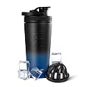 Ice Shaker Insulated Stainless Steel Shaker Bottle | 26oz, Navyblack | Cold for 30+ Hours | Insulated Cup with Twist-on Agitator | Odor-Free Bottle for Protein Shakes, Water, Smoothies, Cocktails