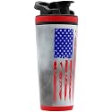 Ice Shaker Insulated Stainless Steel Shaker Bottle | 26oz, American Flag | Cold for 30+ Hours | Insulated Cup with Twist-on Agitator | Odor-Free Shaker Cup for Protein Shakes, Smoothies, Cocktails