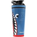 Ice Shaker Stainless Steel Shaker Bottle | 26oz, Blue Bomber | Stays Cold for 30+ Hours | Insulated Cup with Twist-on Agitator | Odor-Free Shaker Cup for Protein Shakes, Water, Smoothies, Cocktails