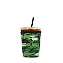 Iced Coffee Sleeve – Neoprene Reusable Cup Sleeves for Drinks, Insulated Drink Sleeves to Keep Hands Dry &amp; Drinks Cold, Stylish &amp; Durable Coffee Sleeves (Crocodile Camo, Small: 16-20oz)