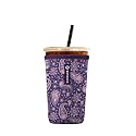 Iced Coffee Sleeve – Neoprene Reusable Cup Sleeves for Drinks, Insulated Drink Sleeves to Keep Hands Dry &amp; Drinks Cold, Stylish &amp; Durable Coffee Sleeves (Mystic Paisley, Medium: 22-29oz)