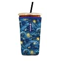 Iced Coffee Sleeve – Neoprene Reusable Cup Sleeves for Drinks, Insulated Drink Sleeves to Keep Hands Dry &amp; Drinks Cold, Stylish &amp; Durable Coffee Sleeves (Starry Ocean, Large: 30-32oz)