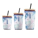 Iced Coffee Sleeve – Neoprene Reusable Cup Sleeves for Drinks, Insulated Drink Sleeves to Keep Hands Dry &amp; Drinks Cold, Stylish &amp; Durable Coffee Sleeves (Cosmic Dreams, S/M/L 3-Pack)