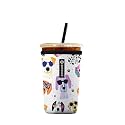 Iced Coffee Sleeve – Neoprene Reusable Cup Sleeves for Drinks, Insulated Drink Sleeves to Keep Hands Dry &amp; Drinks Cold, Stylish &amp; Durable Coffee Sleeves (Puppy Shades, Medium: 22-29oz)