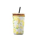 Iced Coffee Sleeve – Neoprene Reusable Cup Sleeves for Drinks, Insulated Drink Sleeves to Keep Hands Dry & Drinks Cold, Stylish & Durable Coffee Sleeves (Lemon Breeze, Medium: 22-29oz)