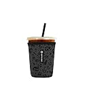 Iced Coffee Sleeve – Neoprene Reusable Cup Sleeves for Drinks, Insulated Drink Sleeves to Keep Hands Dry &amp; Drinks Cold, Stylish &amp; Durable Coffee Sleeves (Glam Panther, Small: 16-20oz)