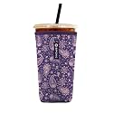 Iced Coffee Sleeve – Neoprene Reusable Cup Sleeves for Drinks, Insulated Drink Sleeves to Keep Hands Dry &amp; Drinks Cold, Stylish &amp; Durable Coffee Sleeves (Mystic Paisley, Large: 30-32oz)