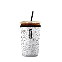 Iced Coffee Sleeve – Neoprene Reusable Cup Sleeves for Drinks, Insulated Drink Sleeves to Keep Hands Dry &amp; Drinks Cold, Stylish &amp; Durable Coffee Sleeves (Puppy Sketch, Medium: 22-29oz)