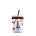 Iced Coffee Sleeve – Neoprene Reusable Cup Sleeves for Drinks, Insulated Drink Sleeves to Keep Hands Dry &amp; Drinks Cold, Stylish &amp; Durable Coffee Sleeves (Puppy Shades, Small: 16-20oz)