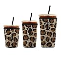 Iced Coffee Sleeve – Neoprene Reusable Cup Sleeves for Drinks, Insulated Drink Sleeves to Keep Hands Dry &amp; Drinks Cold, Stylish &amp; Durable Coffee Sleeves (Savage Glam, S/M/L 3-Pack)