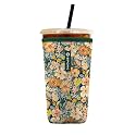 Iced Coffee Sleeve – Neoprene Reusable Cup Sleeves for Drinks, Insulated Drink Sleeves to Keep Hands Dry &amp; Drinks Cold, Stylish &amp; Durable Coffee Sleeves (Rustic Daisy, Large: 30-32oz)
