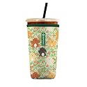 Iced Coffee Sleeve – Neoprene Reusable Cup Sleeves for Drinks, Insulated Drink Sleeves to Keep Hands Dry &amp; Drinks Cold, Stylish &amp; Durable Coffee Sleeves (Puppy Garden, Large: 30-32oz)