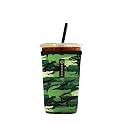 Iced Coffee Sleeve – Neoprene Reusable Cup Sleeves for Drinks, Insulated Drink Sleeves to Keep Hands Dry &amp; Drinks Cold, Stylish &amp; Durable Coffee Sleeves (Crocodile Camo, Medium: 22-29oz)