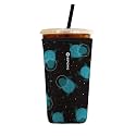 Iced Coffee Sleeve – Neoprene Reusable Cup Sleeves for Drinks, Insulated Drink Sleeves to Keep Hands Dry &amp; Drinks Cold, Stylish &amp; Durable Coffee Sleeves (Space Turtles, Large: 30-32oz)