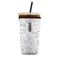 Iced Coffee Sleeve – Neoprene Reusable Cup Sleeves for Drinks, Insulated Drink Sleeves to Keep Hands Dry &amp; Drinks Cold, Stylish &amp; Durable Coffee Sleeves (Puppy Sketch, Large: 30-32oz)