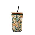 Iced Coffee Sleeve – Neoprene Reusable Cup Sleeves for Drinks, Insulated Drink Sleeves to Keep Hands Dry & Drinks Cold, Stylish & Durable Coffee Sleeves (Rustic Daisy, Medium: 22-29oz)
