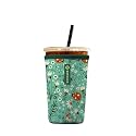 Iced Coffee Sleeve – Neoprene Reusable Cup Sleeves for Drinks, Insulated Drink Sleeves to Keep Hands Dry &amp; Drinks Cold, Stylish &amp; Durable Coffee Sleeves (Ladybug Meadow, Medium: 22-29oz)