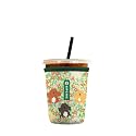 Iced Coffee Sleeve – Neoprene Reusable Cup Sleeves for Drinks, Insulated Drink Sleeves to Keep Hands Dry &amp; Drinks Cold, Stylish &amp; Durable Coffee Sleeves (Puppy Garden, Small: 16-20oz)
