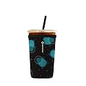 Iced Coffee Sleeve – Neoprene Reusable Cup Sleeves for Drinks, Insulated Drink Sleeves to Keep Hands Dry &amp; Drinks Cold, Stylish &amp; Durable Coffee Sleeves (Space Turtles, Medium: 22-29oz)