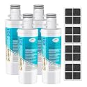 ICEPURE Alkaline LT1000PC Refrigerator Water Filter and Air Filter Replacement for LG LT1000P/PC/PCS, Kenmore 9980, ADQ74793501 ADQ74793502 ADQ747935 MDJ64844601 LMXS28626S LT1000, Enhances PH, 4Combo