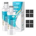 ICEPURE Alkaline LT1000PC Refrigerator Water Filter and Air Filter Replacement for LG LT1000P/PC/PCS, Kenmore 9980, ADQ74793501 ADQ74793502 ADQ747935 MDJ64844601 LMXS28626S LT1000, Enhances PH, 2Combo