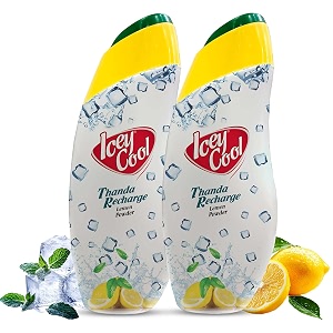 icey cool lemon herbal prickly heat and ice cool body talcum powder  advanced sweat absorption odor prevention and cooling relief plus lemon for skin benefits 150g x 2