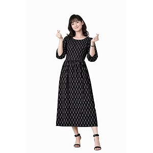 Ichaa Womens Blue Cotton Printed Maternity Dress
