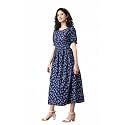 Ichaa Women39s Blue Cotton Printed Maternity Dress
