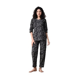 Ichaa Womens Cotton Printed Round-Neck Night Suit