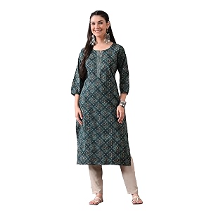 Ichaa Womens Pure Cotton Embroidered Round-Neck Ethnic