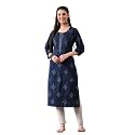 Ichaa Women39s Pure Cotton Embroidered Round-Neck Ethnic