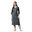 Ichaa Women39s Pure Cotton Embroidered Round-Neck Ethnic