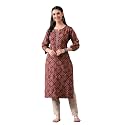 Ichaa Women39s Pure Cotton Embroidered Round-Neck Ethnic