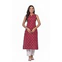 Ichaa Womens All-Over Printed Sleeveless Kurta 