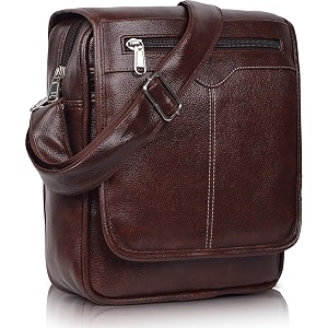 ichief stylish pu leather sling cross body travel office business messenger one side shoulder bag for men women
