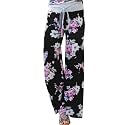iChunhua Women's Comfy Stretch Floral Print Drawstring Palazzo Wide Leg Lounge Pant