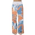 iChunhua Women's Comfy Stretch Floral Print Drawstring Palazzo Wide Leg Lounge Pant