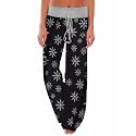 iChunhua Women's Comfy Stretch Floral Print Drawstring Palazzo Wide Leg Lounge Pant