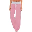 iChunhua Women's Comfy Stretch Floral Print Drawstring Palazzo Wide Leg Lounge Pant