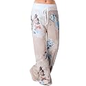 iChunhua Women's Comfy Stretch Floral Print Drawstring Palazzo Wide Leg Lounge Pant