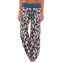 iChunhua Women's Comfy Stretch Floral Print Drawstring Palazzo Wide Leg Lounge Pant