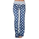 iChunhua Women's Comfy Stretch Floral Print Drawstring Palazzo Wide Leg Lounge Pant