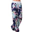 iChunhua Women's Comfy Stretch Floral Print Drawstring Palazzo Wide Leg Lounge Pant