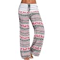 iChunhua Women's Comfy Stretch Floral Print Drawstring Palazzo Wide Leg Lounge Pant