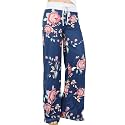 iChunhua Women's Comfy Stretch Floral Print Drawstring Palazzo Wide Leg Lounge Pant