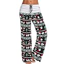 iChunhua Women's Comfy Stretch Floral Print Drawstring Palazzo Wide Leg Lounge Pant