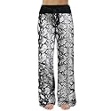 iChunhua Women's Comfy Stretch Floral Print Drawstring Palazzo Wide Leg Lounge Pant