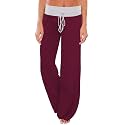 iChunhua Women's Comfy Stretch Floral Print Drawstring Palazzo Wide Leg Lounge Pant