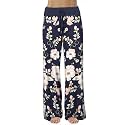 iChunhua Women's Comfy Stretch Floral Print Drawstring Palazzo Wide Leg Lounge Pant